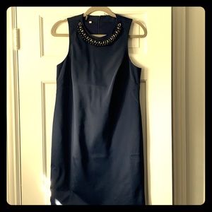 4C navy shift with necklace detail